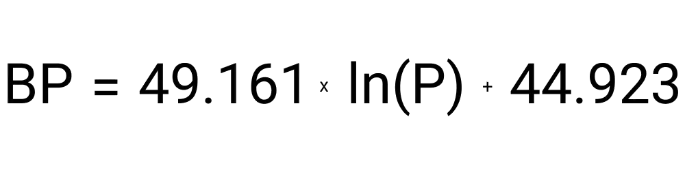 An image showing the formula for calculating the boiling point at altitude.